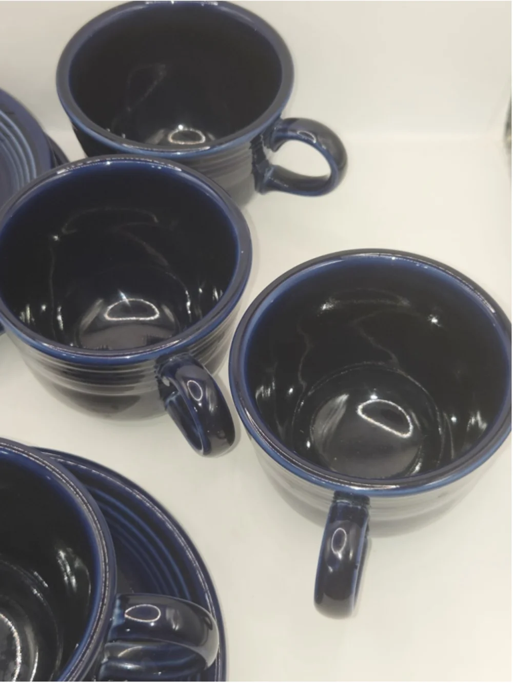 Vintage 4-Piece Fiesta Cobalt Blue Cup & Saucer Set USA Homer Laughlin